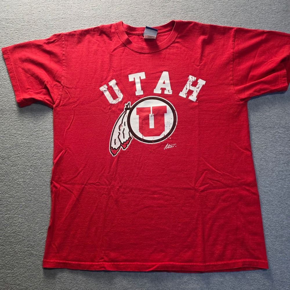 Utah Utes Colosseum Athletic Graphic T Shirt Mens Large Red Distressed College